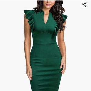 Dark green knee length Bodycon dress
